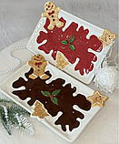 ❤️Новорічне прямокутне блюдце з рельефними печеньками 28х19х2.5 см, фото 2