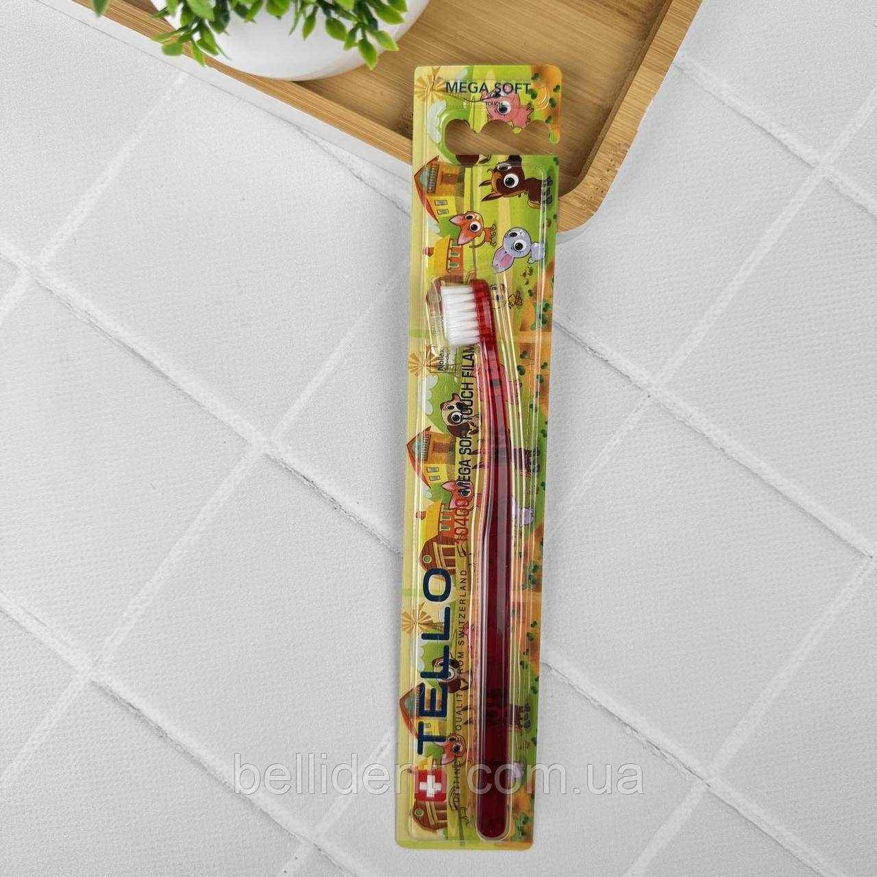 Дитяча зубна щітка Tello Kids Mega soft 10400 від 0-3 років (червона), 1 шт