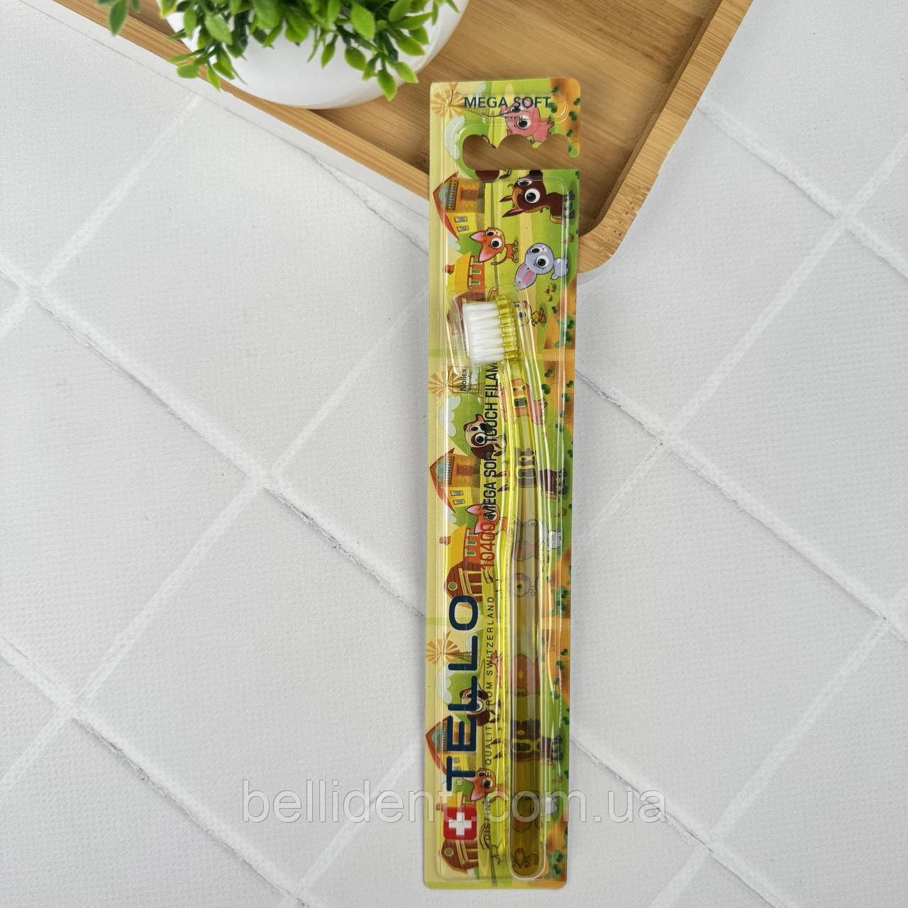 Дитяча зубна щітка Tello Kids Mega soft 10400 від 0-3 років (жовта), 1 шт