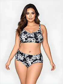 Купальник м'яка чашка на стяжці Fuba 0619-17 чорно-білий 52 54 56 58 60 розмір