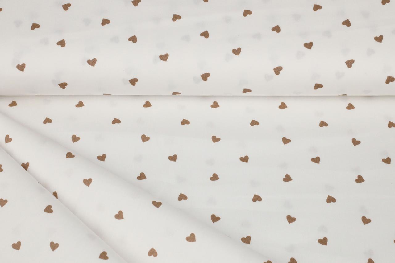 Відріз сатин-твілу Сердечка коричневі 79х240 см