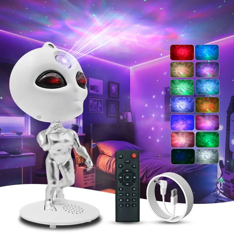 Нічник-проєктор зоряне небо Astronaut MSX-008 Bluetooth з колонкою і пультом Лампа проектор для спальні дитячої кімнати (білий), фото 1