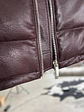 Жилет чоловічий бордовий натуральна шкіра люкс, фото 4