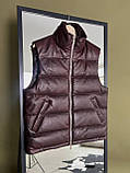 Жилет чоловічий бордовий натуральна шкіра люкс, фото 2