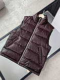 Чоловічий жилет бордовий натуральна шкіра люкс, фото 8