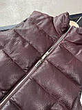 Чоловічий жилет бордовий натуральна шкіра люкс, фото 10