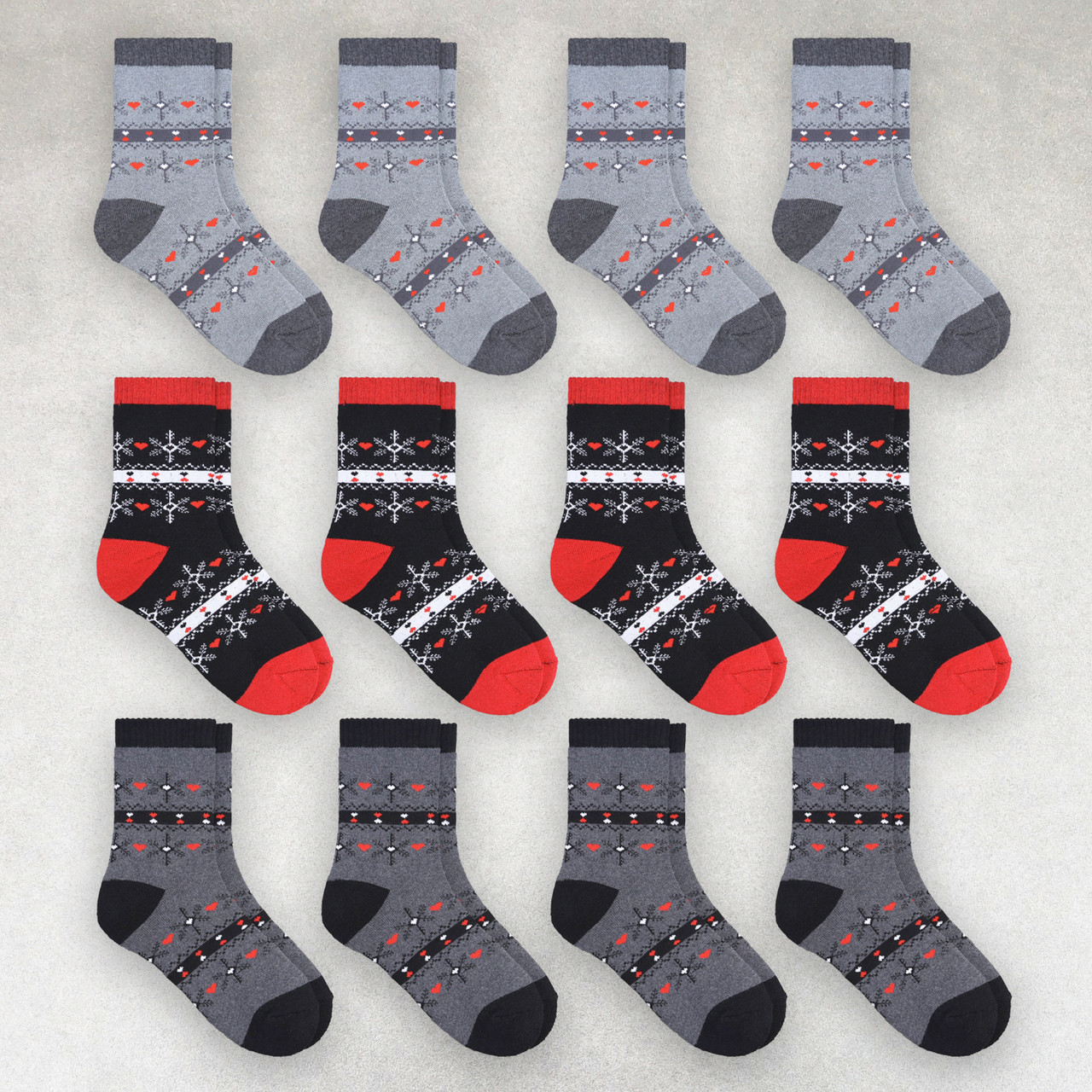 Шкарпетки зимові жіночі 12 пар махрові «Орнамент сердечки» розмір 36 -41 арт. 345.12, фото 1