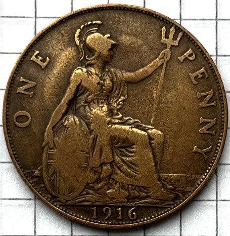 Монета Великобританії 1 пені 1916 р., фото 1