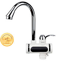 Кран-водонагрівач проточний JZ 3.0 кВт 0.4-5бар для кухні гусак вухо на гайці AQUATICA (JZ-6B141W)