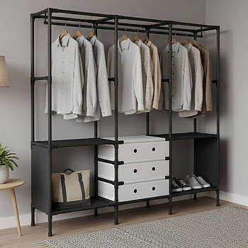 Підлогова вішалка для одягу з полицями та ящиками, 188х122х41см / Стійка для одягу / Шафа для одягу