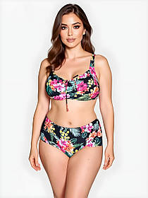 Купальник м'яка чашка на стяжці Fuba 0619-19 чорно-рожевий 52 54 56 58 60 розмір