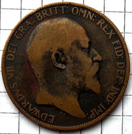 Монета Великобританії 1 пені 1905 р., фото 1