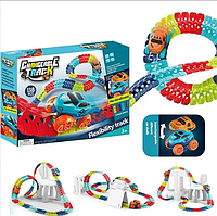 Автомобільний перегоновий гнучкий трек для машинок, Дитячий набір перегонова траса з машинкою зі світловими ефектами