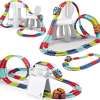 Гнучка автомобільна перегонова траса з машиною зі звуковими ефектами для дітей, трек перегоновий гнучкий для маші