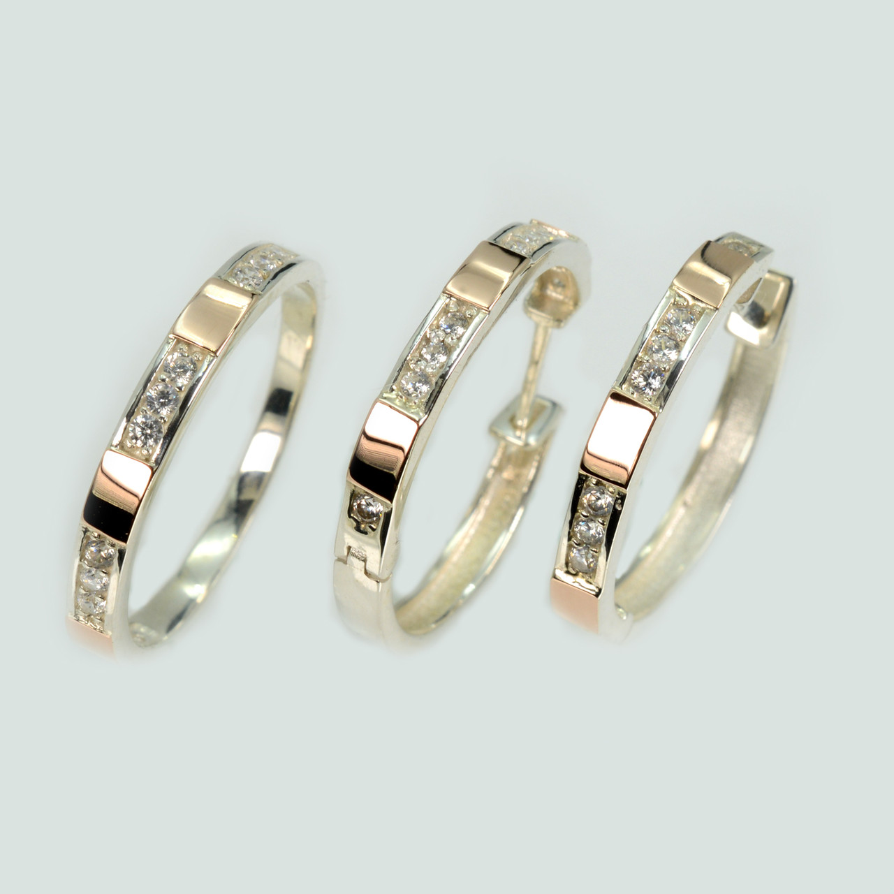 Срібний набір з пластинами із золота, фото 1