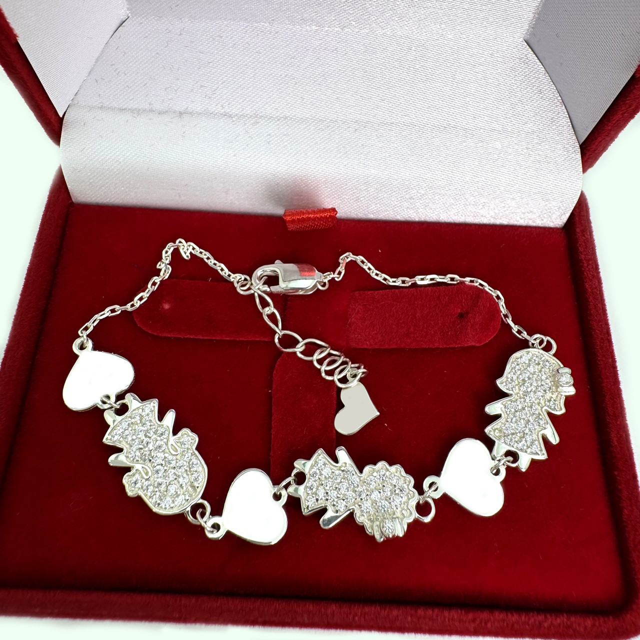 Срібний браслет для мами "Три дівчинки", Бр1043, фото 1