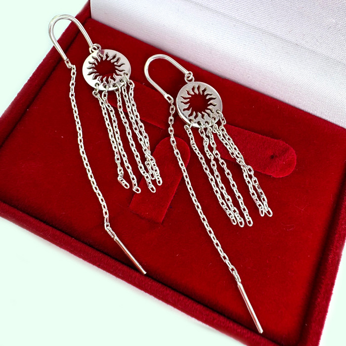 Срібні сережки-протяжки, фото 1