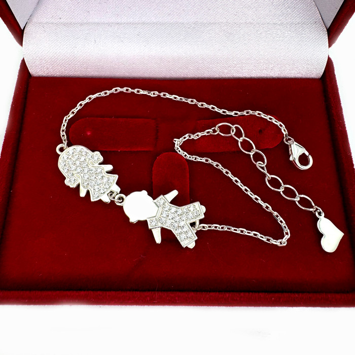 Срібний браслет для мами "хлопчик і дівчинка", фото 1