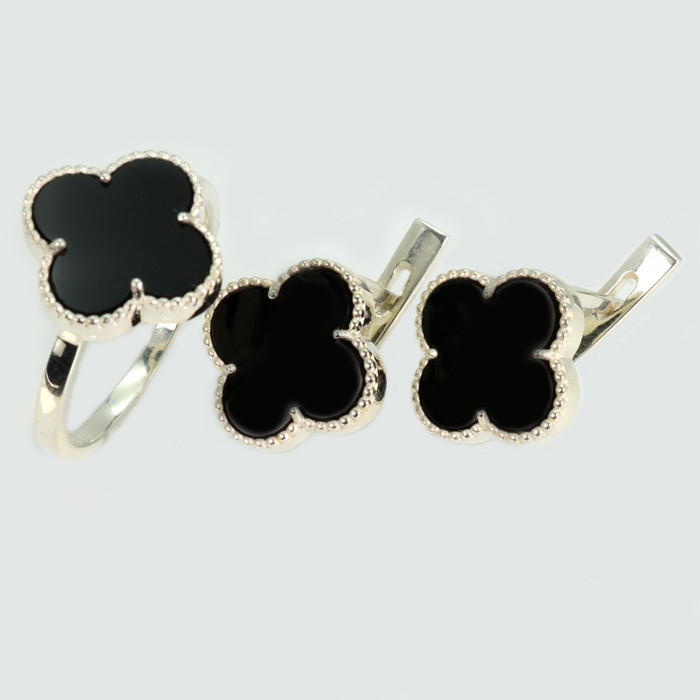 Срібний набір з конюшиною, фото 1