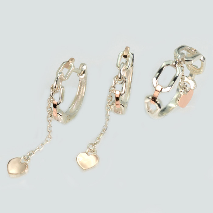 Срібний набір з золотими пластинами, фото 1