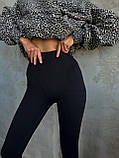 Жіночі чорні легінси на флісі, фото 3