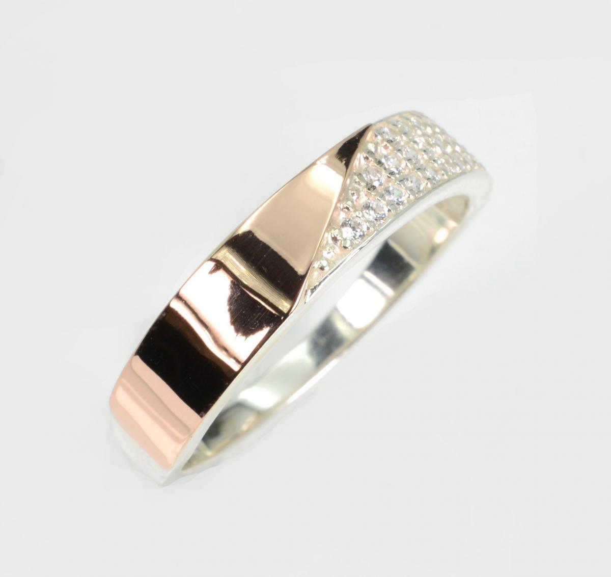 Каблучка із срібла з золотом, фото 1