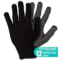Рукавички трикотажні з точковим ПВХ покриттям р8 Мікроточка (чорні) КРАТНО 12 парам SIGMA (9442941)