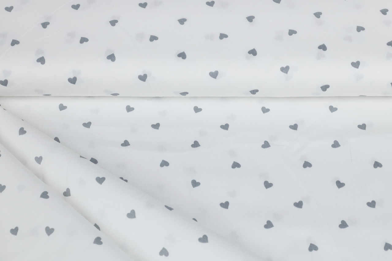 Сатин-твіл Сердечка сірі