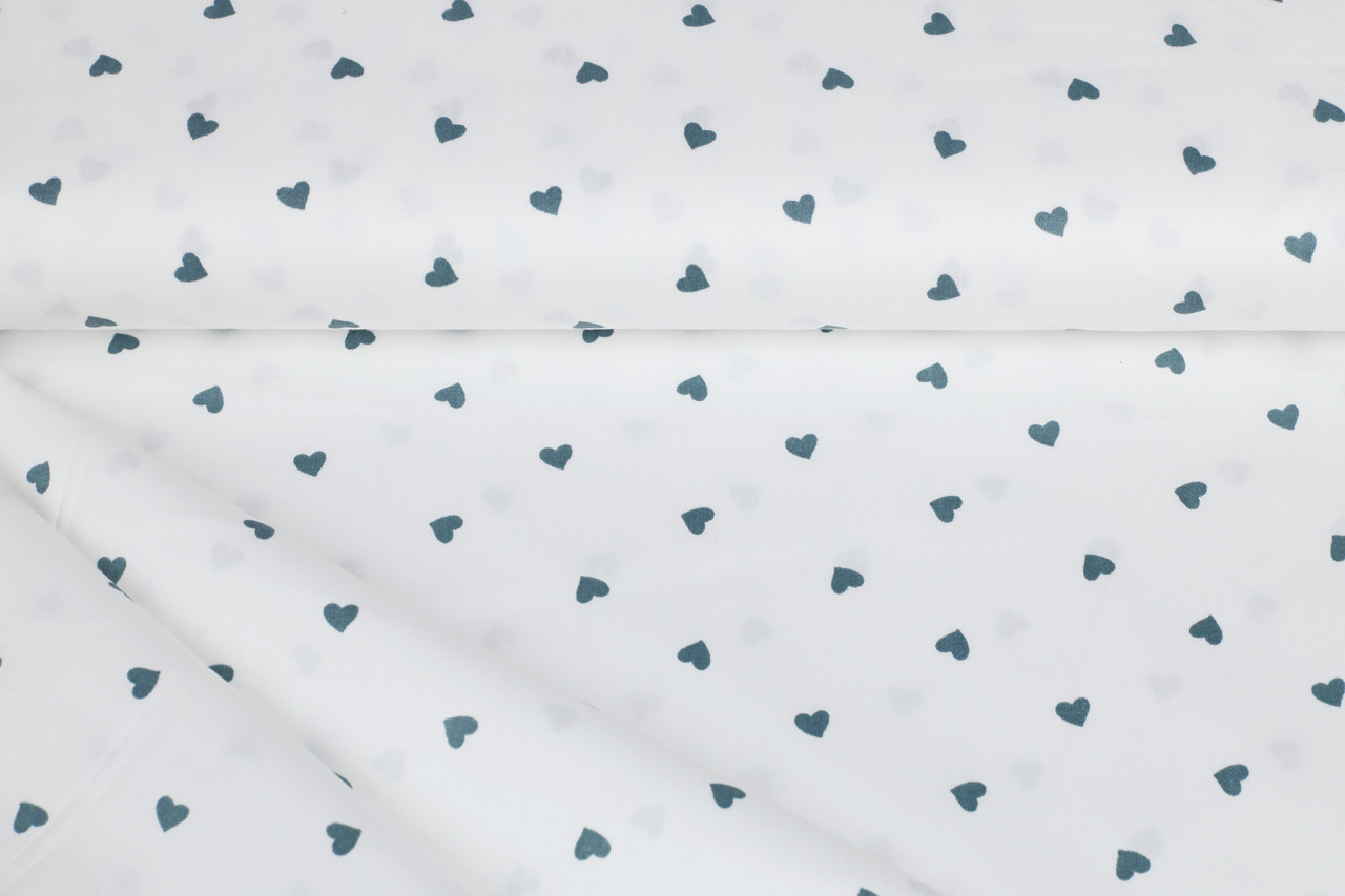 Сатин-твіл Сердечка пильно-бірюзові