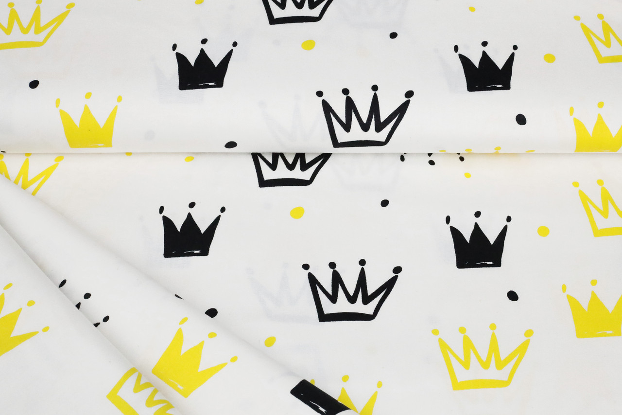Сатин-твіл Корони чорні, жовті