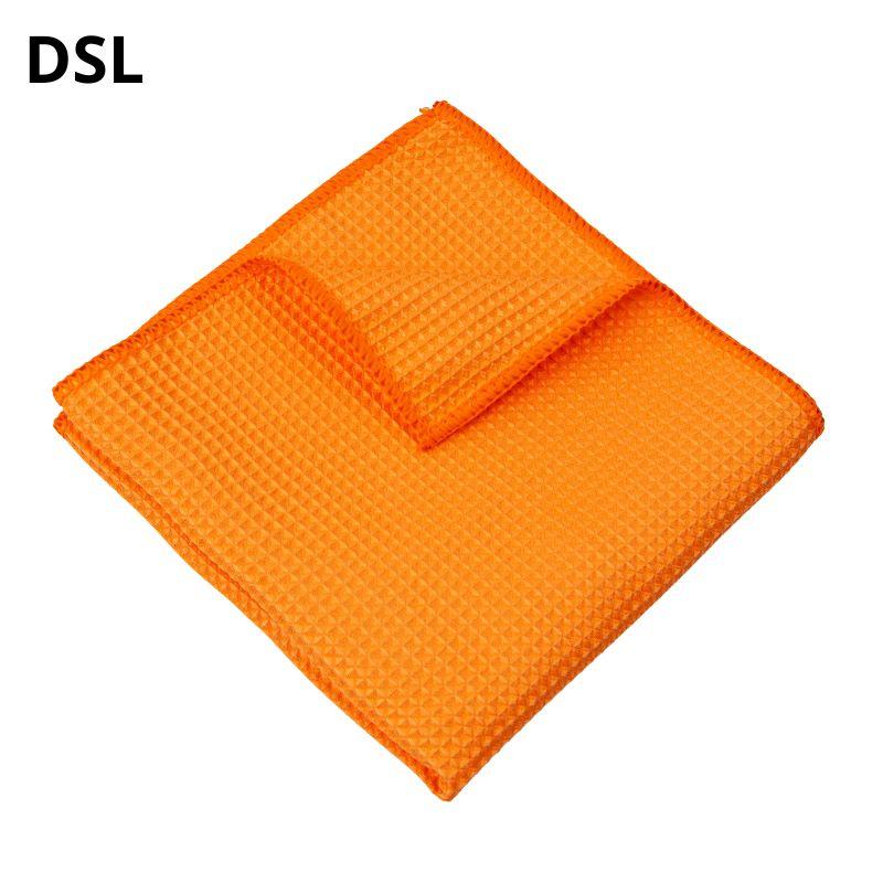 Рушник для скла вафельний з окантовкою помаранчевий 300GSM 40*40см, фото 1