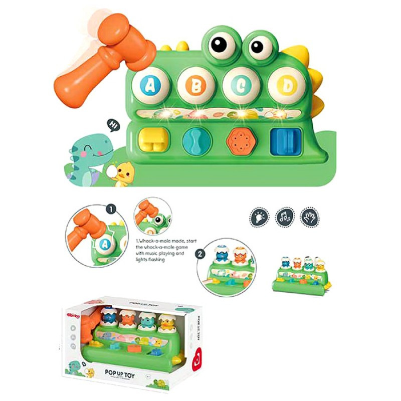 Логічна гра 6205, динозавр, стукалка, молоток, музика, світло, фото 1