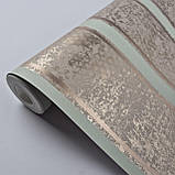 Шпалери флізелінові 0.53 × 10.05 м Marburg 58638, кавово-блакитні з золотом для спальні, вітальні, кабінету, фото 4