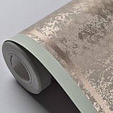 Шпалери флізелінові 0.53 × 10.05 м Marburg 58638, кавово-блакитні з золотом для спальні, вітальні, кабінету, фото 3