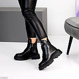 Жіночі коричневі черевики, жіночі шкіряні челсі, жіночі зимові черевики, натуральні жіночі черевики, фото 4