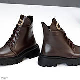 Жіночі коричневі черевики, жіночі шкіряні челсі, жіночі зимові черевики, натуральні жіночі черевики, фото 3