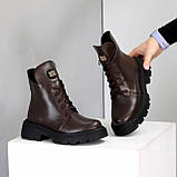 Жіночі коричневі черевики, жіночі шкіряні челсі, жіночі зимові черевики, натуральні жіночі черевики, фото 6