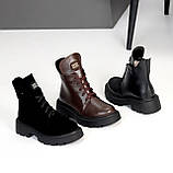 Жіночі коричневі черевики, жіночі шкіряні челсі, жіночі зимові черевики, натуральні жіночі черевики, фото 7