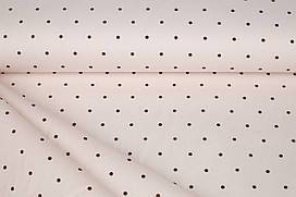 Сатин-твіл Горошок коричневий на ніжно-рожевому