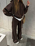Жіночий утеплений спортивний костюм з укороченою кофтою та широкими штанами, фото 6