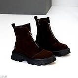 Жіночі коричневі черевики, жіночі шкіряні челсі, жіночі черевики демісезонні, натуральні жіночі черевики, фото 5