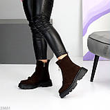 Жіночі коричневі черевики, жіночі шкіряні челсі, жіночі черевики демісезонні, натуральні жіночі черевики, фото 4