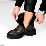 Жіночі коричневі черевики, жіночі шкіряні челсі, жіночі черевики демісезонні, натуральні жіночі черевики, фото 8