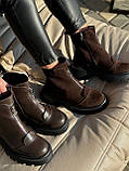 Жіночі коричневі черевики, жіночі шкіряні челсі, жіночі черевики демісезонні, натуральні жіночі черевики, фото 2