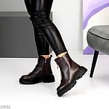 Жіночі коричневі черевики, жіночі шкіряні челсі, жіночі черевики демісезонні, натуральні жіночі черевики, фото 6