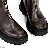 Жіночі коричневі черевики, жіночі шкіряні челсі, жіночі черевики демісезонні, натуральні жіночі черевики, фото 9