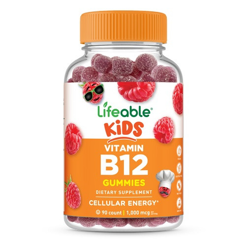 Вітамін B12 для дітей Lifeable Kids Vitamin B12 Gummies смак малини 60 мармеладок, фото 1