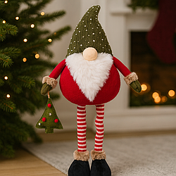Різдвяний ельф у червоно-зеленому костюмі з ялинкою, висота регульована