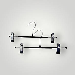 Плічка тремпеля вішалки з прищіпками 30 см для штанів та спідниць метал в силіконі чорні уп.10 шт