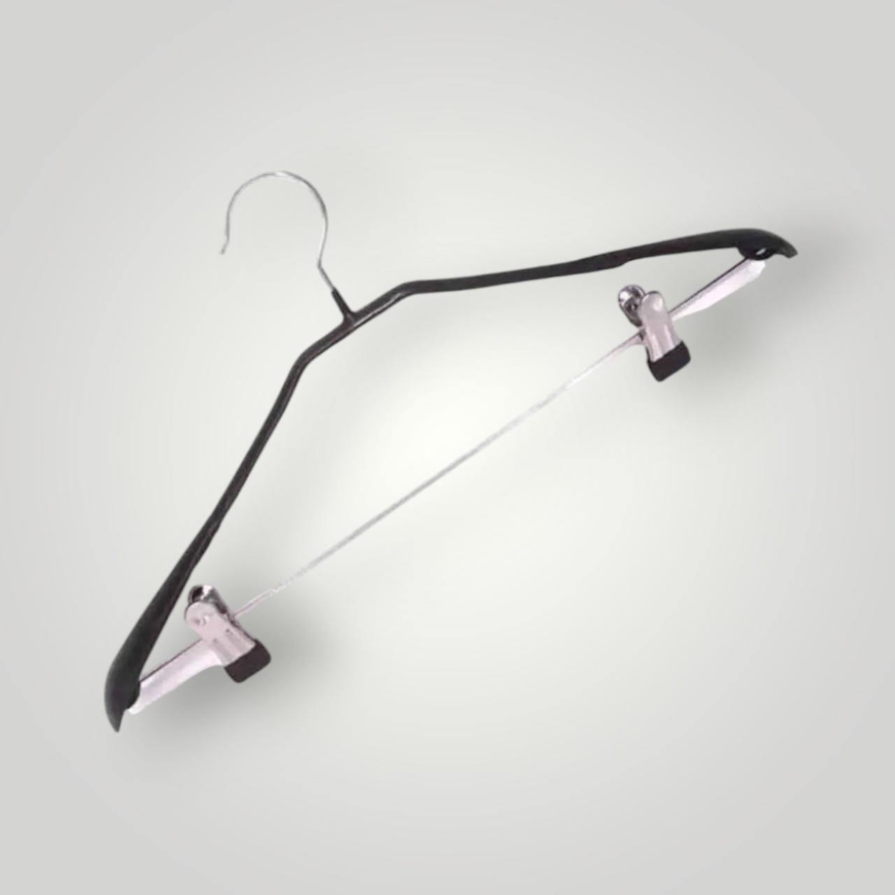 Вішачки плечики з прищіпками  44 см  тремпеля металеві в силіконі чорні, фото 1